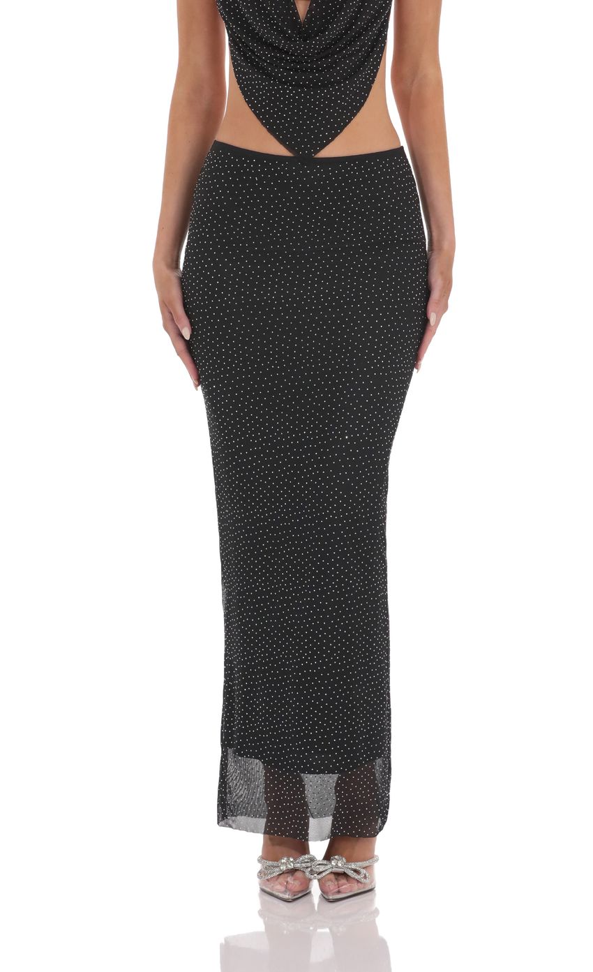 Lucy In The Sky Draped Rhinestone Two Piece Set in Black