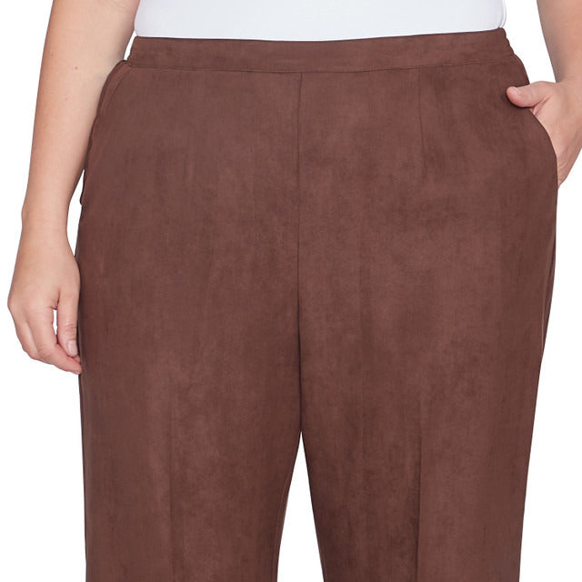 Alfred Dunner Women's Soft Microfiber Side Seam Pocket Medium Length Pant - CHOCOLATE (Copy)