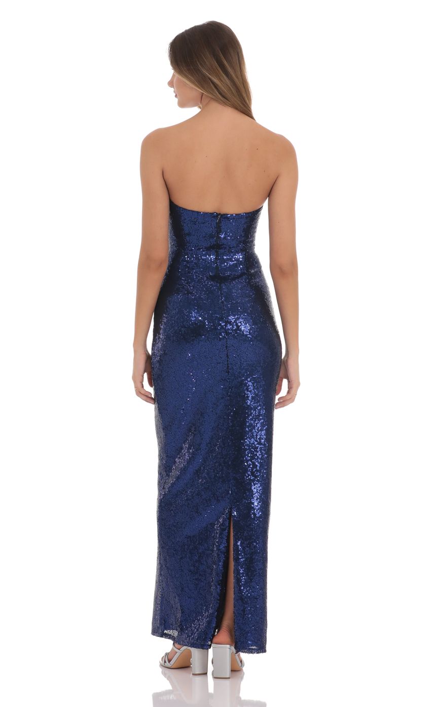 Lucy In The Sky Sequin Twist Cutout Maxi Dress in Navy