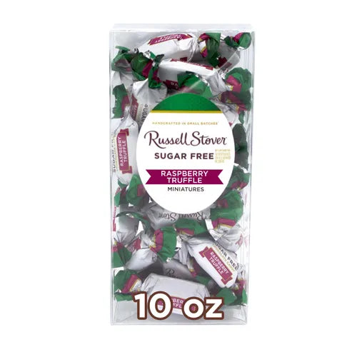 Russell Stover Chocolates Sugar Free Dark Chocolate Candy Raspberry Truffle Miniature, 10 oz. box