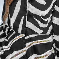 Cupshe Zebra Print Collared Button Up Mini Dress