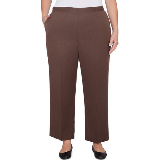 Alfred Dunner Women's Classic Faux Suede Slant Pocket Short Length Pant - CHOCOLATE