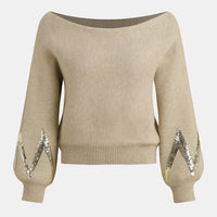 Cupshe x JoJo Gold Sequin Off-Shoulder Sweater