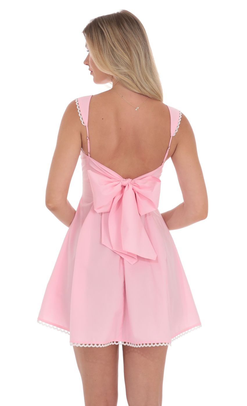 Lucy In The Sky Embroidered Strap Fit and Flare Dress in Pink