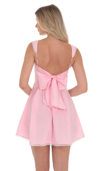 Lucy In The Sky Embroidered Strap Fit and Flare Dress in Pink