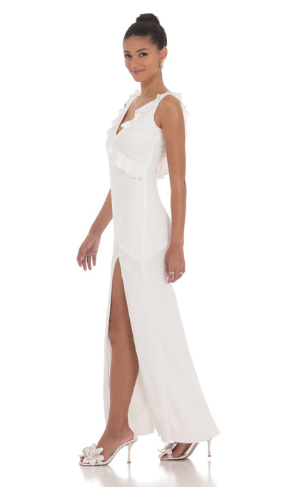 Lucy In The Sky V-Neck Open Back Maxi Dress in White