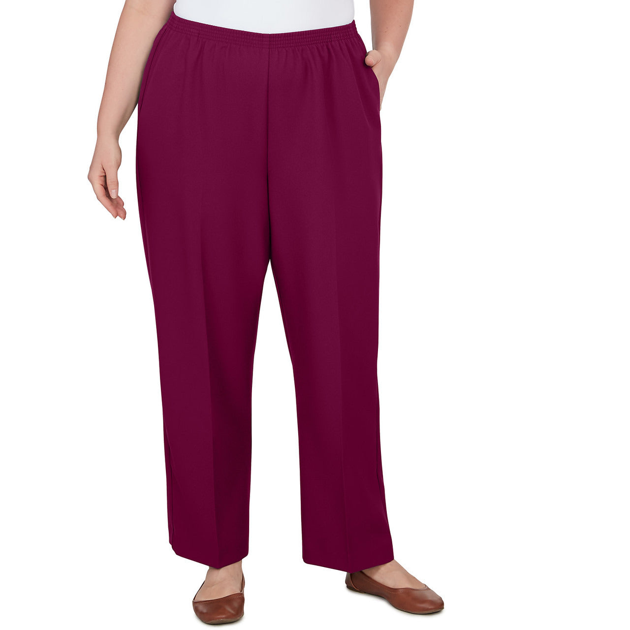 Alfred Dunner Plus Women's Classic Accord Elastic Waist Short Length Pant