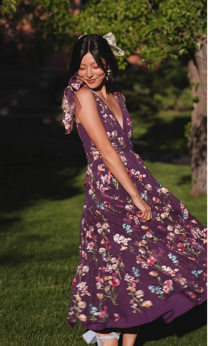 JessaKae Margaret Midi Dress - Purple Floral