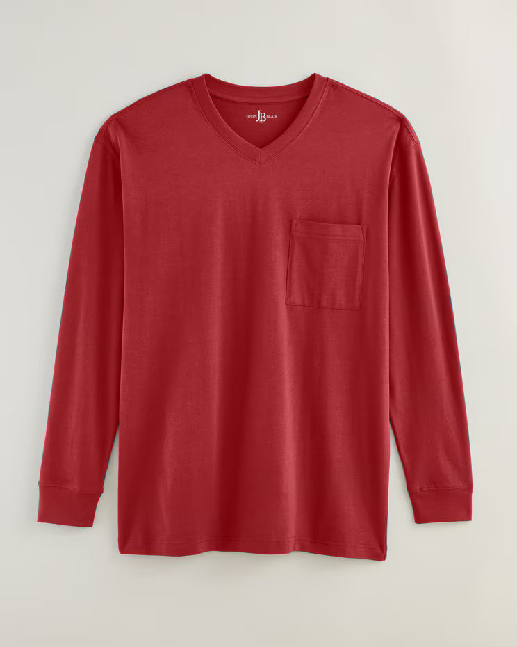 BLAIR John Blair Everyday Jersey Knit Long-Sleeve Pocket V-Neck Tee Top 2