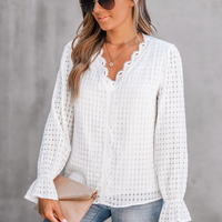 Cupshe White Lace Poet Sleeve Blouse (x2)