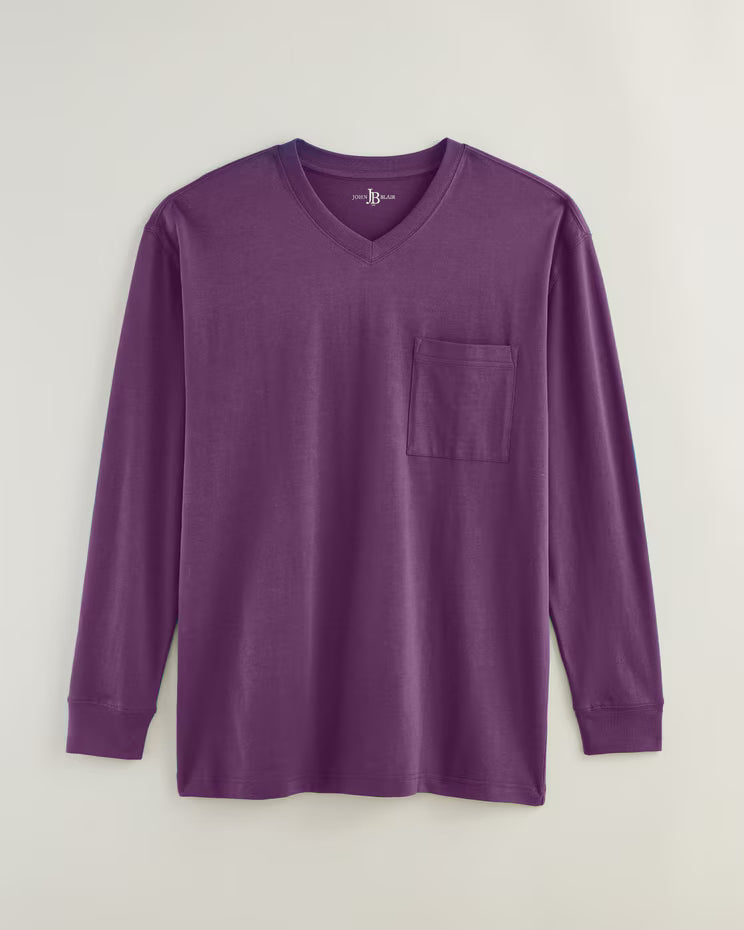 BLAIR John Blair Everyday Jersey Knit Long-Sleeve Pocket V-Neck Tee