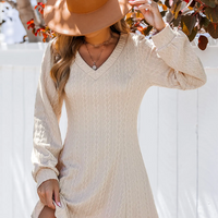 Cupshe Puff Long Sleeve V-Neck Midi Dress