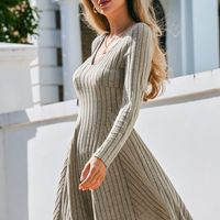 Cupshe V-Neck Ribbed Knit Long Sleeve Mini Dress(x2)