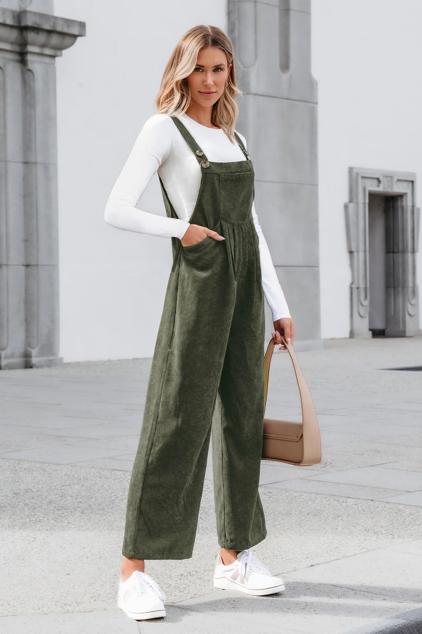 Cupshe Corduroy Square Neck Jumpsuit