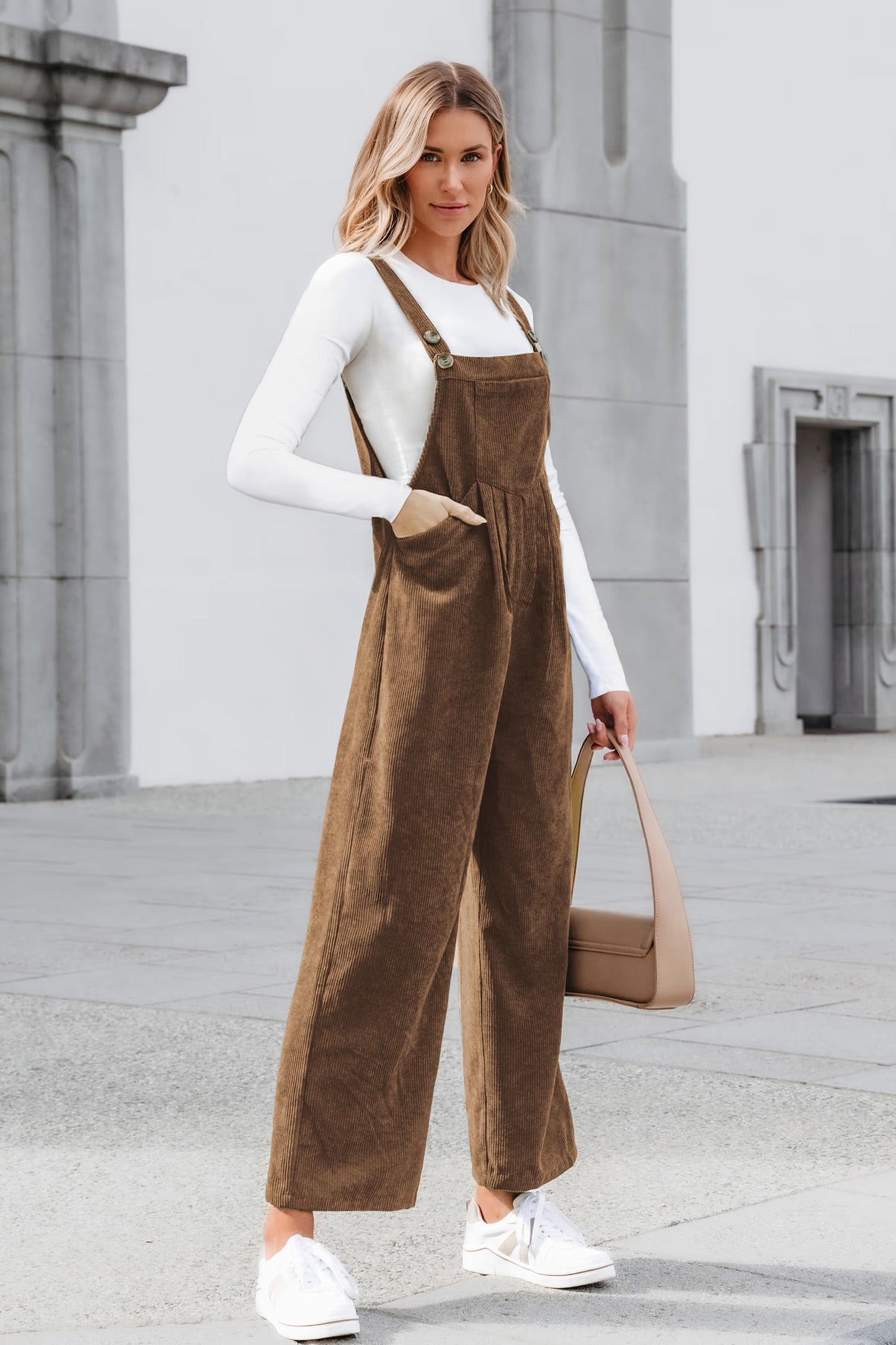 Cupshe Corduroy Square Neck Jumpsuit