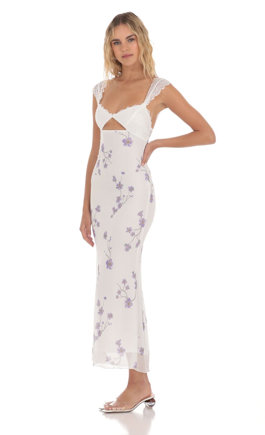 Lucy In The Sky Lace Cutout Floral Maxi Dress in White
