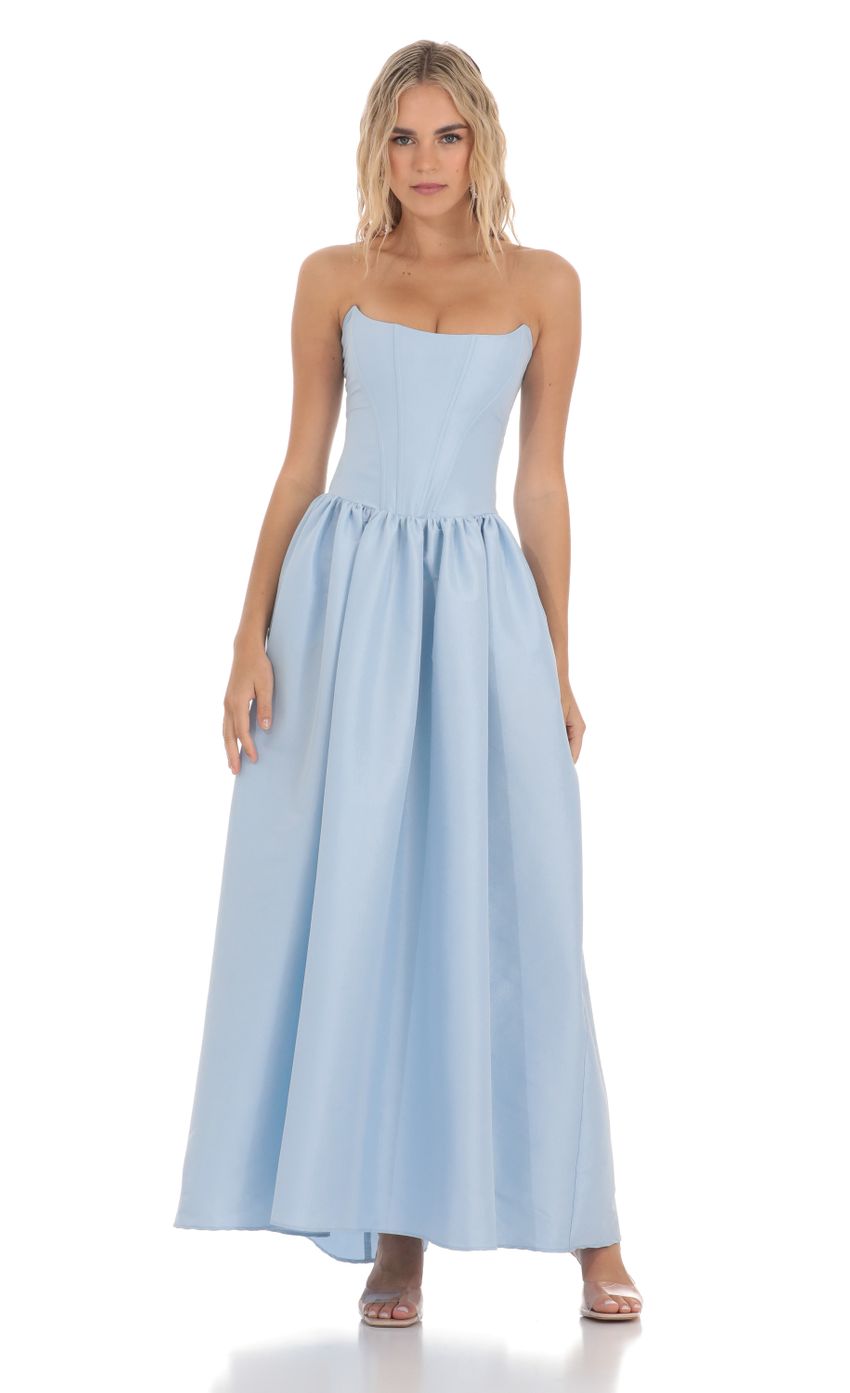 Lucy In The Sky Strapless Corset Gown in Blue