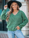 Cupshe Green V-Neck Drop Shoulder Long Sleeve Sweater (x2)