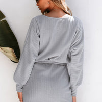 Cupshe Grey Scoop Neck Belted Dress