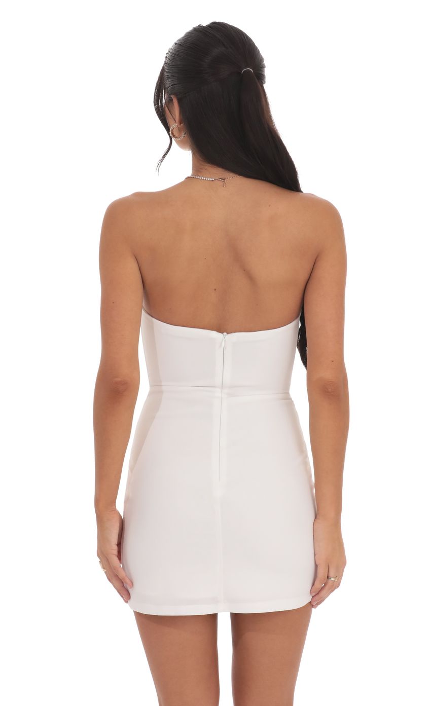 Lucy In The Sky Front Bow Strapless Dress in White