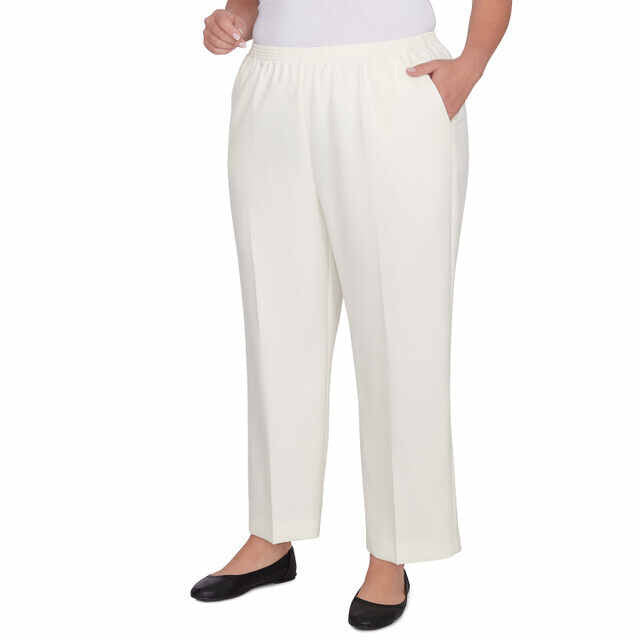 Alfred Dunner Women's Classic Accord Elastic Waist Medium Length Pant - IVORY