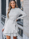 Cupshe Grey Ribbed Knit Long Sleeve Tiered Hem Mini Dress (x2)