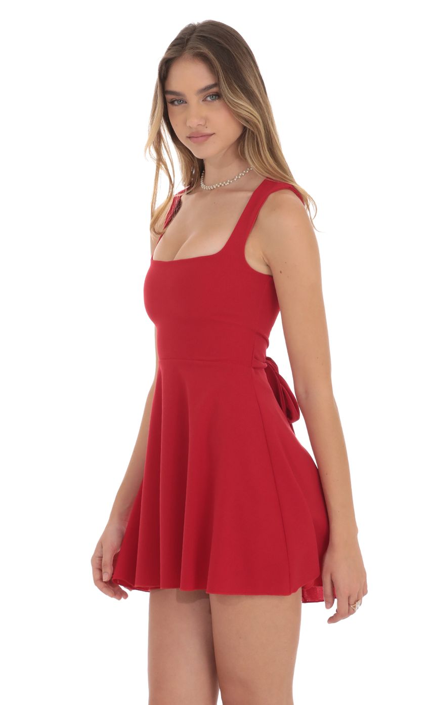 Lucy In The Sky Back Bow A-Line Dress in Red