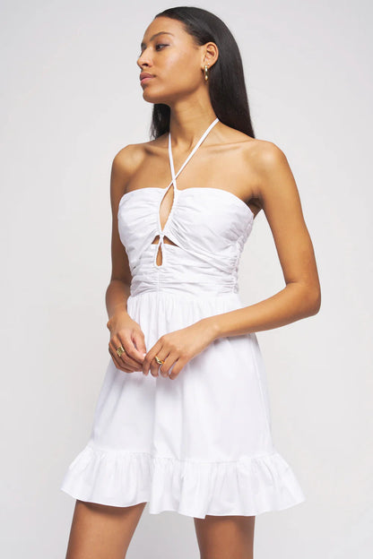 BAILEY/44 Women's Bailey 44 Zahara Halter Mini Dress in Oatmilk
