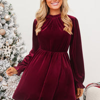 Cupshe Red Velvet Long Puff Sleeve Mini Dress (x2)