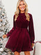 Cupshe Red Velvet Long Puff Sleeve Mini Dress (x2)