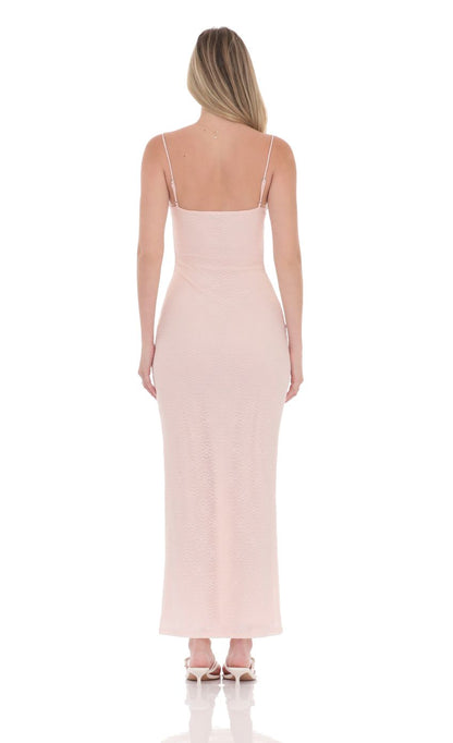 Lucy In The Sky Lace Cowl Neck Maxi Dress in Pink