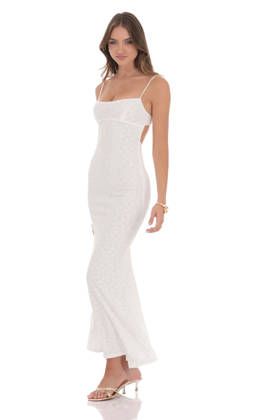 Lucy In The Sky Textured Floral Maxi Dress in White