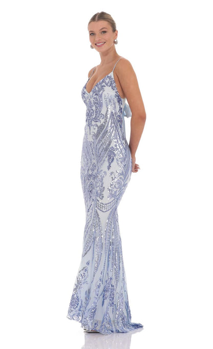 Lucy In The Sky Sequin Mermaid Dress in Blue