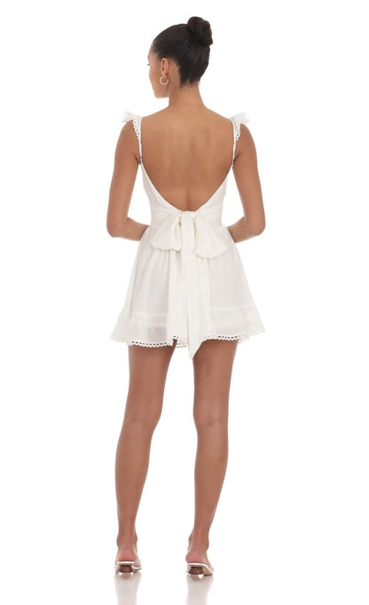 Lucy In The Sky Embroidered Trim A-line Dress in White