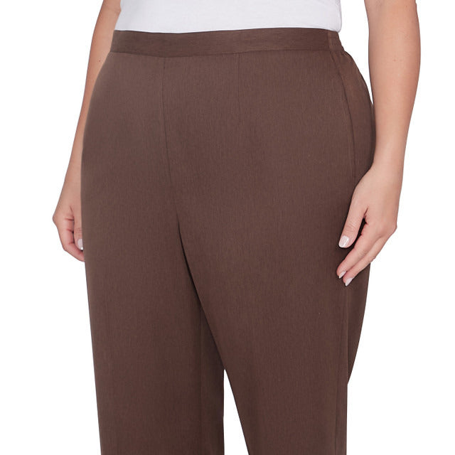 Alfred Dunner Women's Classic Faux Suede Slant Pocket Medium Length Pant - CHOCOLATE