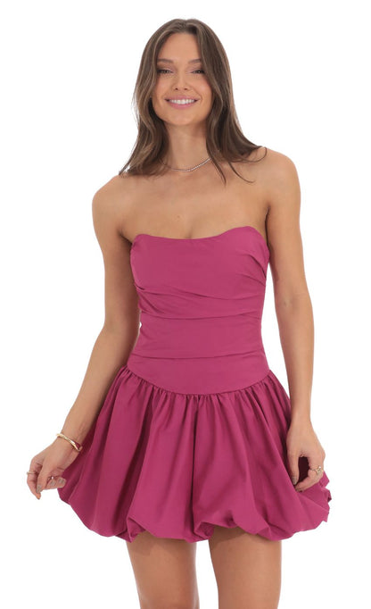 Lucy In The Sky Pointed Corset Bubble Dress in Magenta