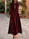 Ursime Velvet Solid Crew Neck Long Sleeve Maxi Dress