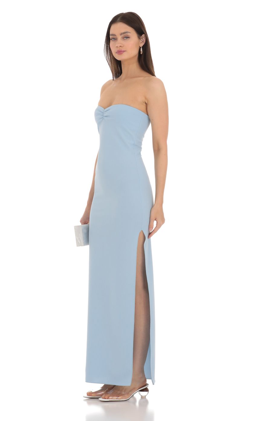 Lucy In The Sky Strapless Bodycon Maxi Dress in Blue