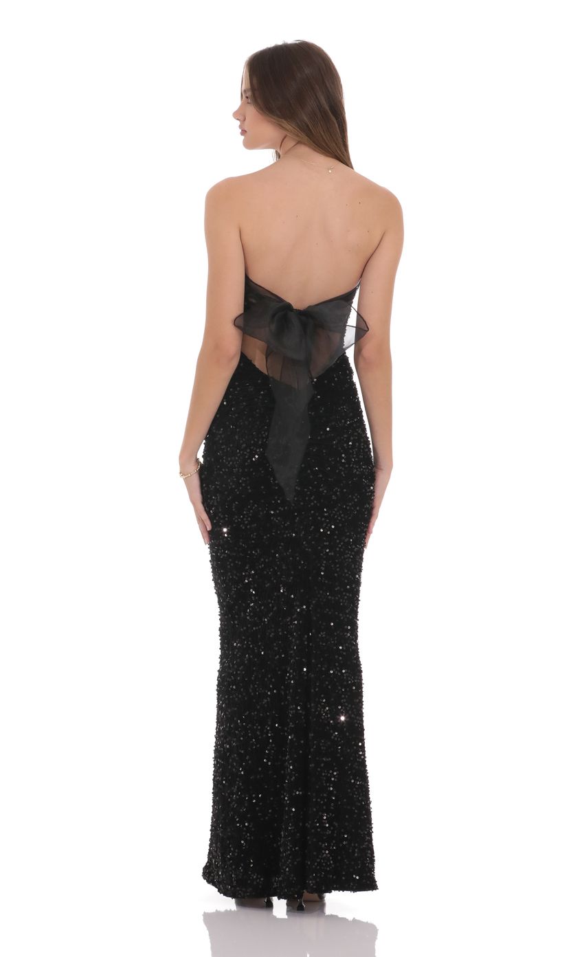 Lucy in the Sky Velvet Sequin Strapless Maxi Dress in Black