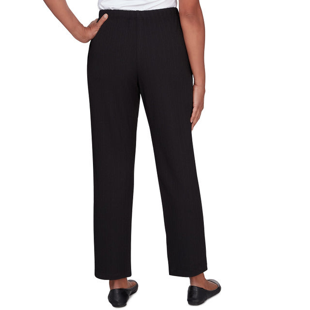 Alfred Dunner Women's Ribbed Black Pant