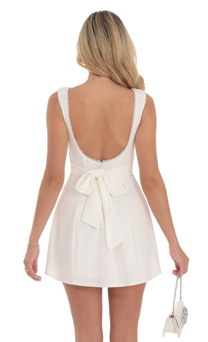 Lucy In The Sky Pearl Open Back A-line Dress in White