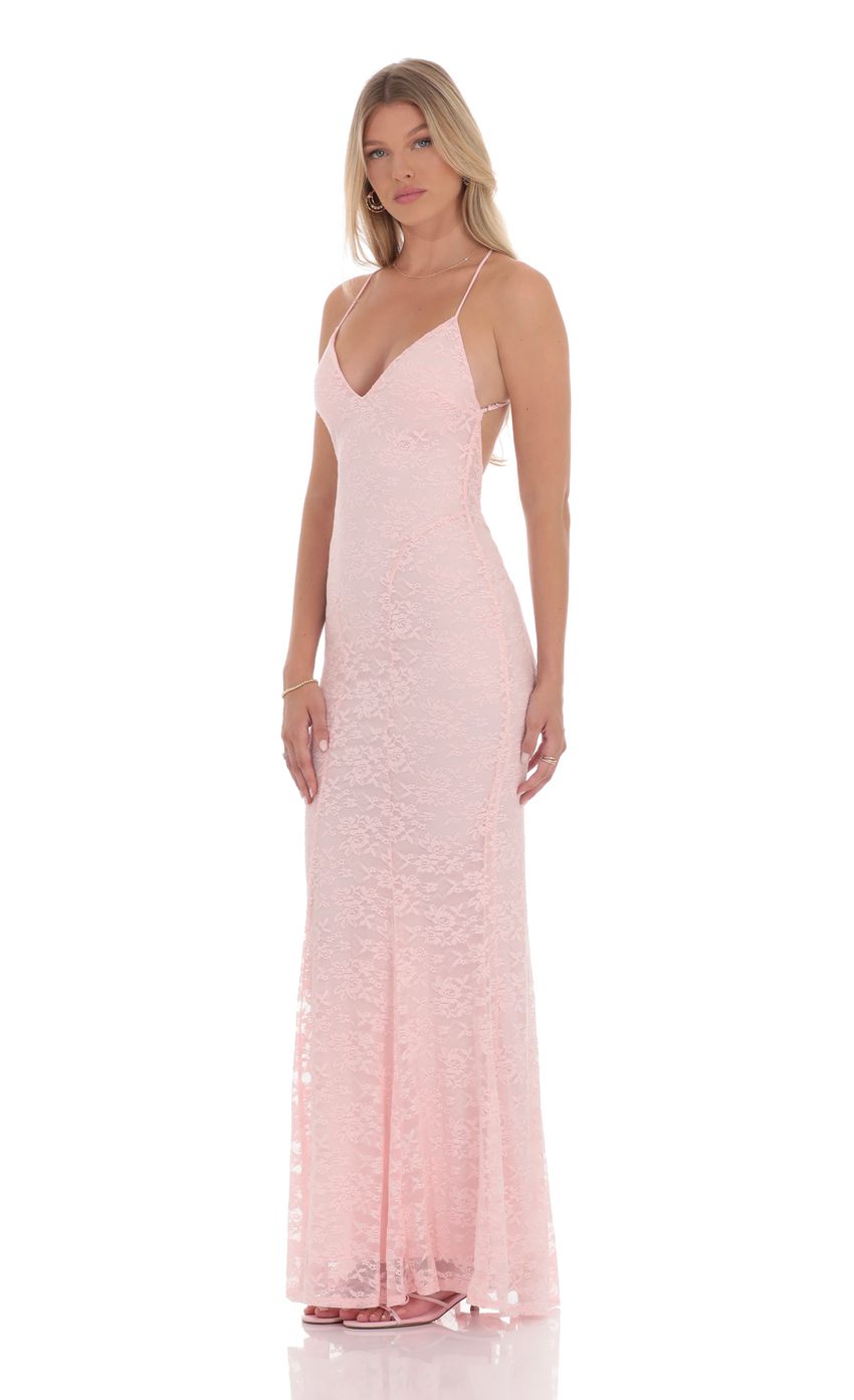 Lucy In The Sky Lace V-Neck Mermaid Dress in Pink
