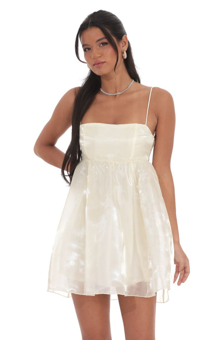 Lucy In The Sky Sheen Babydoll Dress in Cream