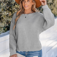 Cupshe Gray Chunky Knit Drop Sleeve Sweater (x2)