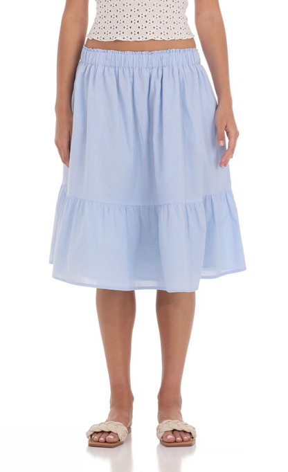 Lucy in the Sky Drawstring Midi Skirt in Light Blue