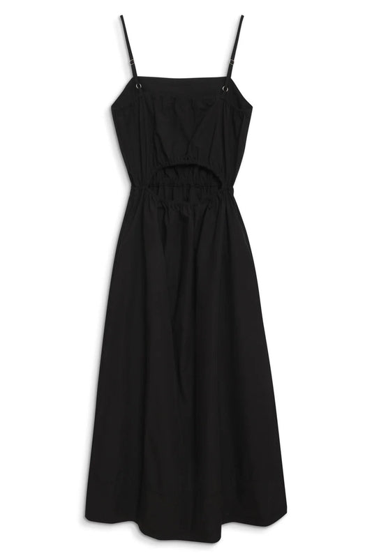 BAILEY/44 Women's Structured Poplin Open Back Midi dress in Black