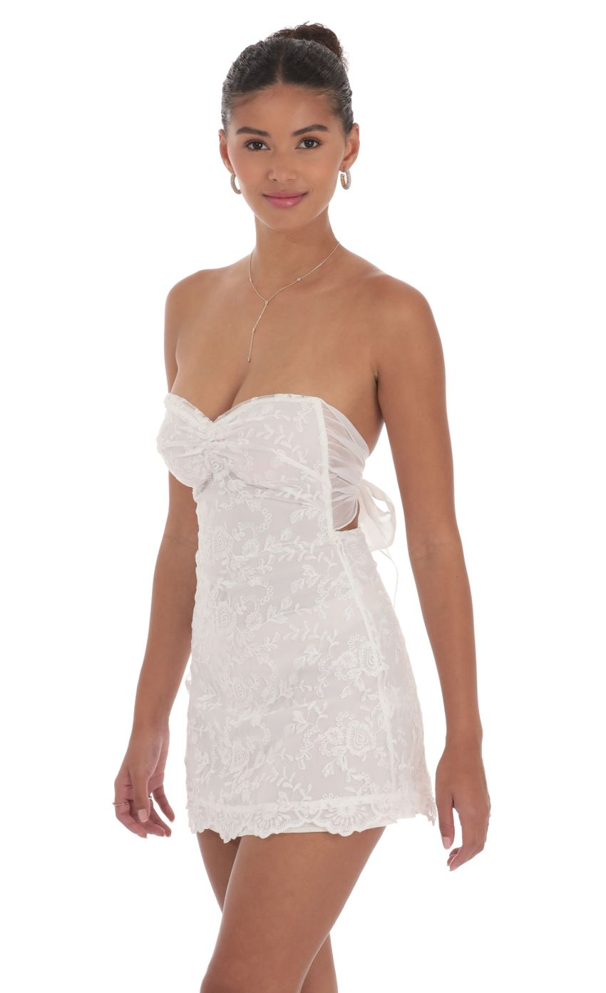 Lucy in the Sky Embroidered Floral Strapless Dress in White