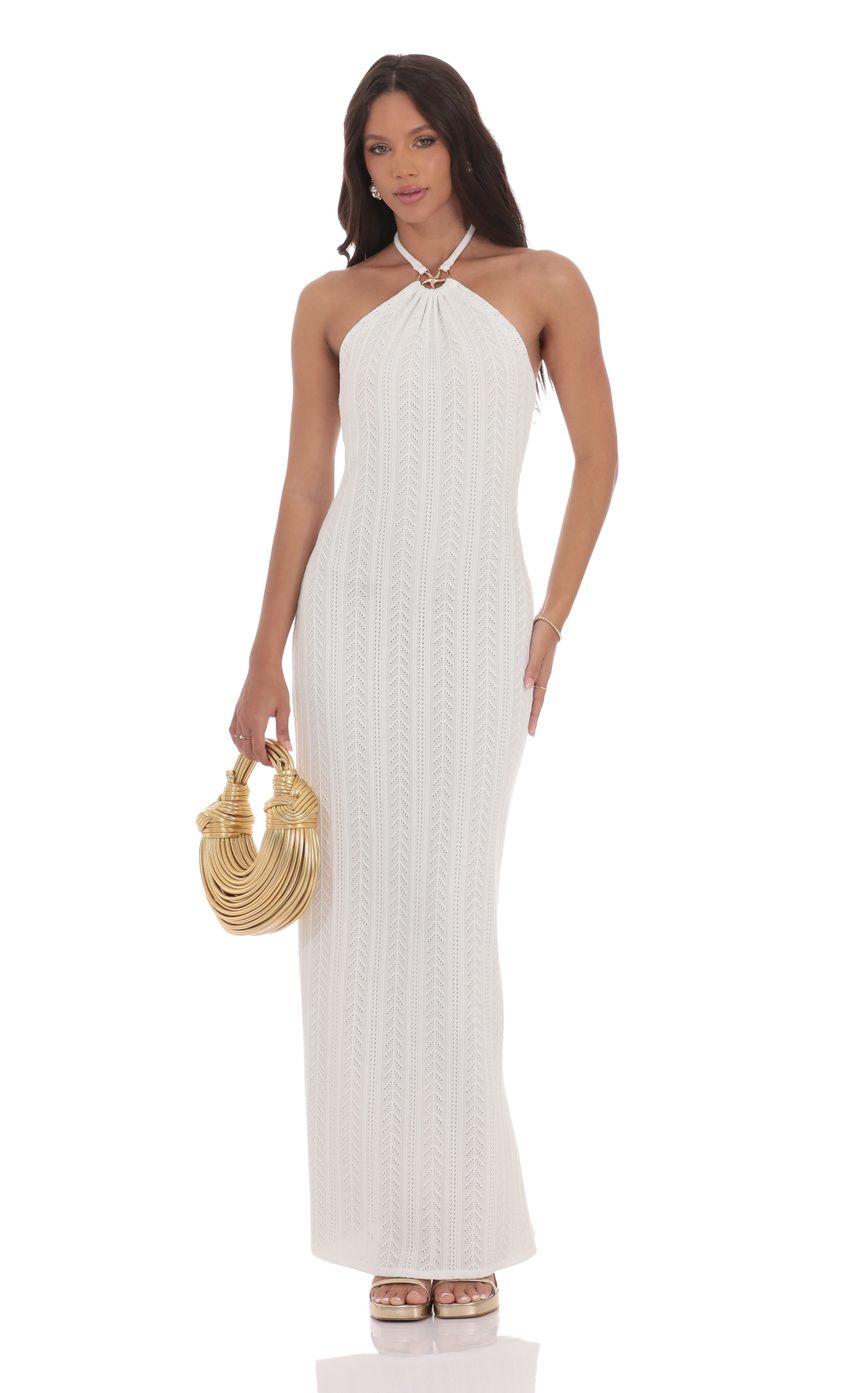 Lucy In The Sky Starfish Crochet Maxi Dress in Ivory