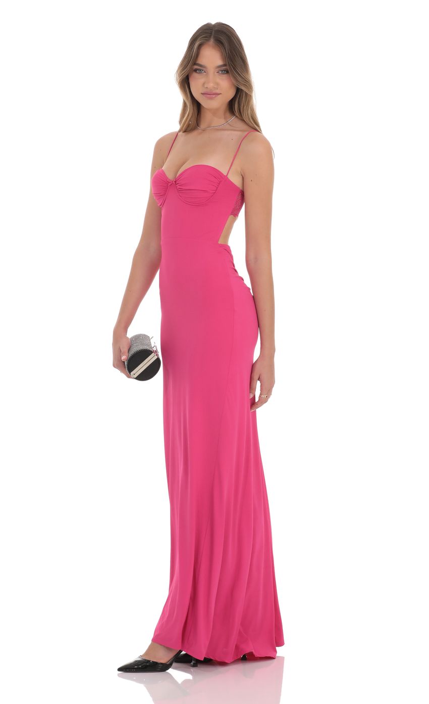 Lucy in the Sky Open Back Mermaid Maxi Dress in Magenta