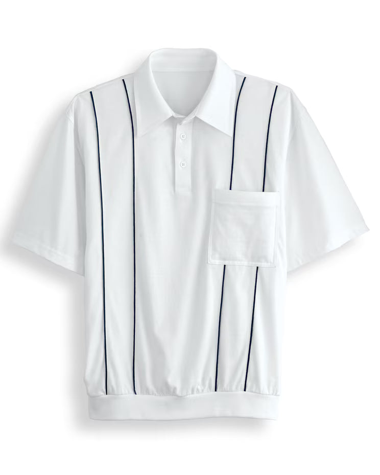 BLAIR John Blair Piped Banded-Bottom Polo Top 2
